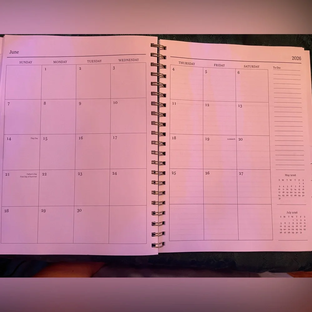 Large 2026 Organizational Planner, Green hardcovers with Gold Foil Birds&Animals